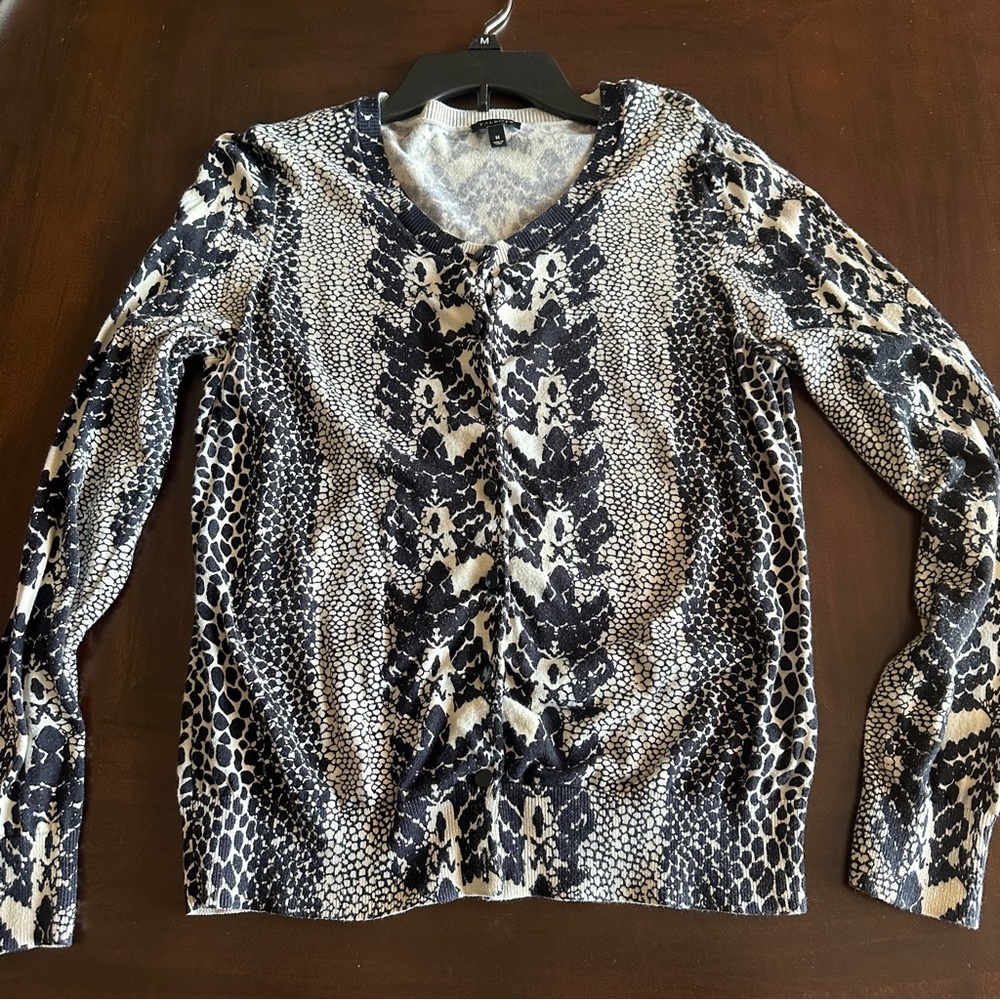 Talbot’s medium animal print cardigan black and ivory
